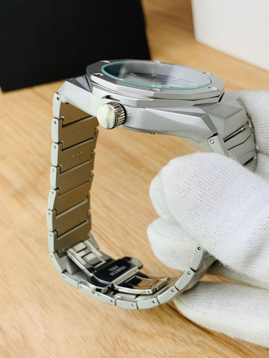 HB Premium Diamond Cut Watch Chain – Sleek Black Design