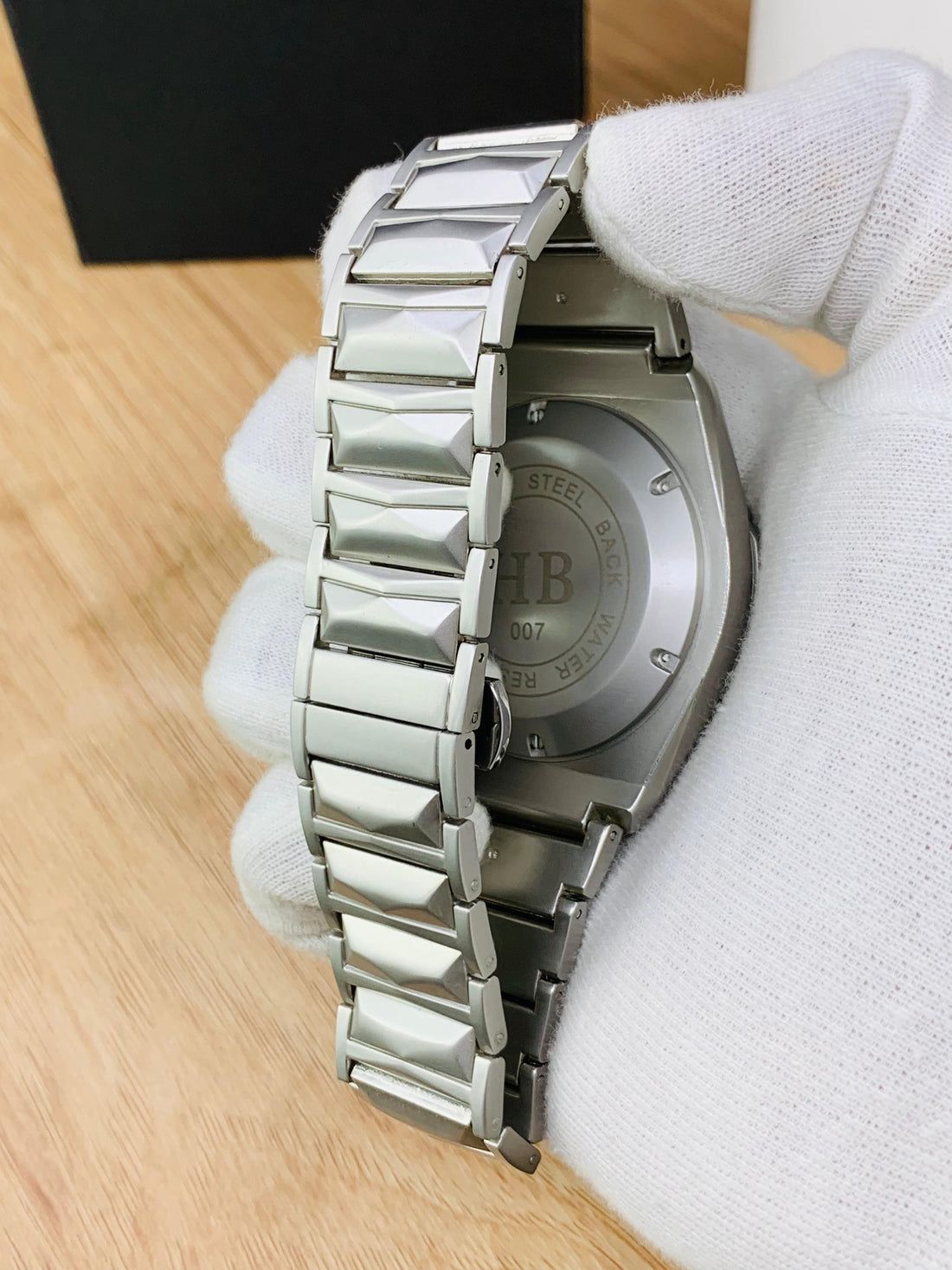 HB Premium Diamond Cut Watch Chain – Sleek Black Design