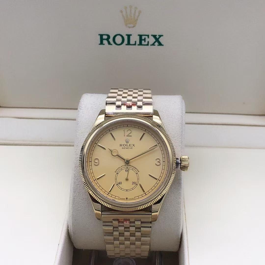 Rolex Perpetual 1908 Yellow Gold White Dial Settimo Bracelet